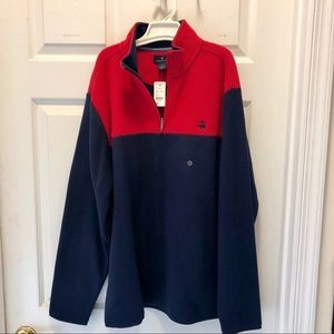 Brooks Brothers Navy and Red Fleece Pullover